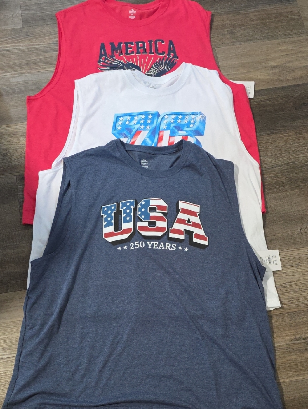 🇺🇲3 Brand New With Tags USA Graphic Sleeveless Tank Top - Blue, White & Red🎆